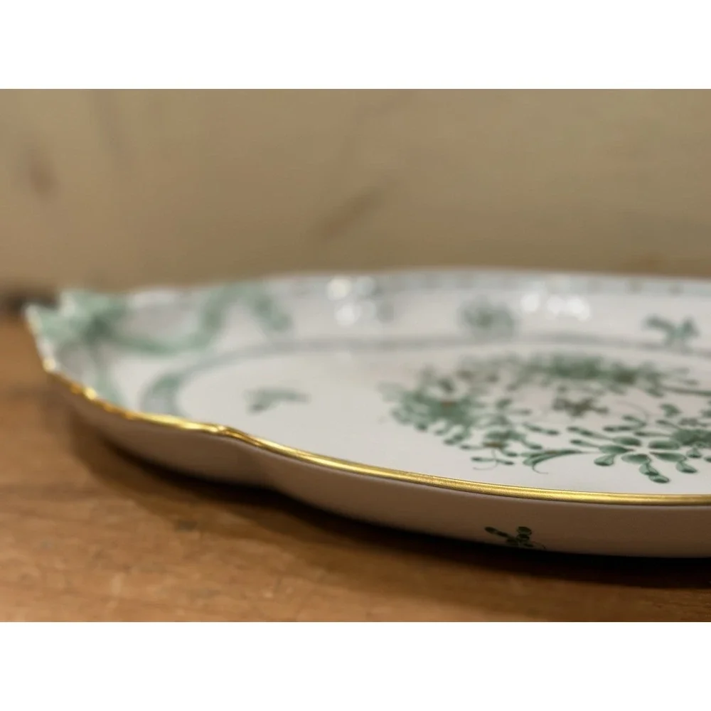 Herend Hungary Chinese Bouquet Green Oval Serving Platter 15.75 RARE